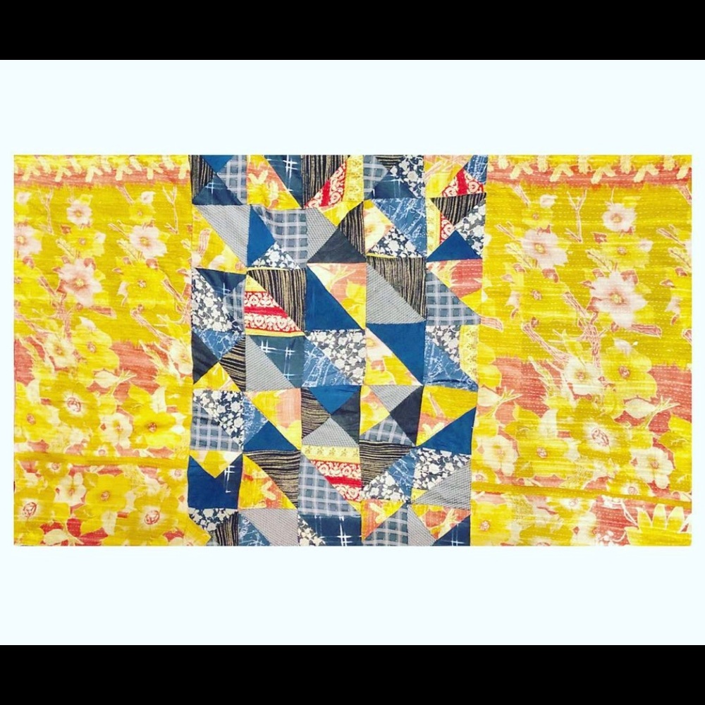 Handmade fabric quilt patchwork blanket throw